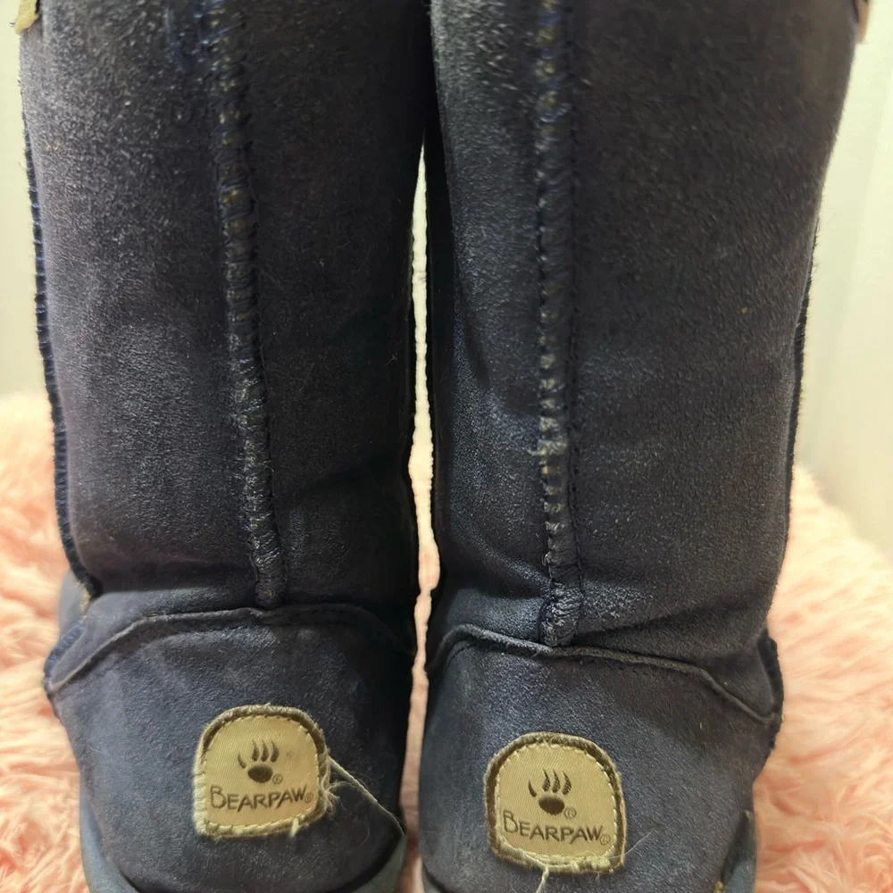 GUC‎ BearPaw Navy Suede Women's Sheepskin Neverwet Boots Size 8